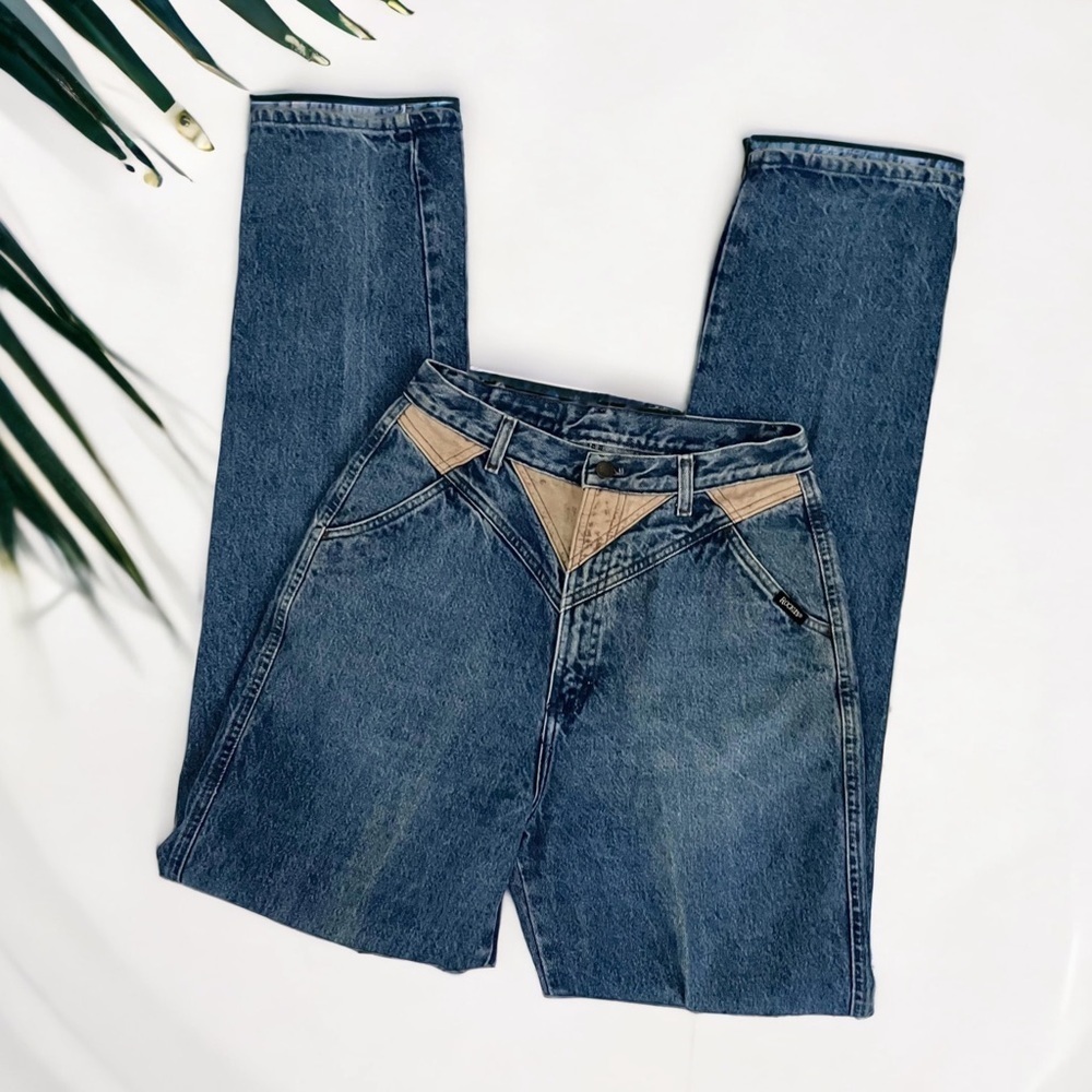 Vintage Rockies Jeans high rise mom leatherette yolk tapered 11/12 Cotton 90s